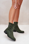 Women's Boots With Zip And Decorative Detail Eco Suede Green Lerioria