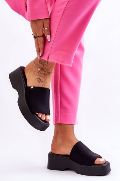 Women's Platform Slippers Black Carmela