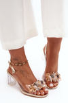Heeled Decorated Sandals Gold  SBarski MR1037-16 