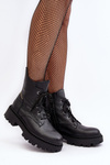 Women's Leather Trapper Boots With Zip Zazoo 949P Black