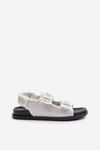 Women's White Embellished Denim Sandals Irmale
