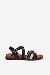 Womens Flat Sandals With Straps Black Sergio Leone SK087H