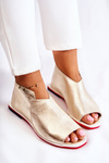 Leather Sandals On A Slider Gold Clorie