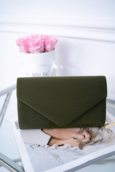 Women's Suede Purse Olive Clutch Bag