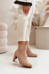 Insulated Heeled Boots with Mirror Element Beige Silvare