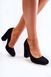 Classic Suede Pumps On Heel Black Reiser