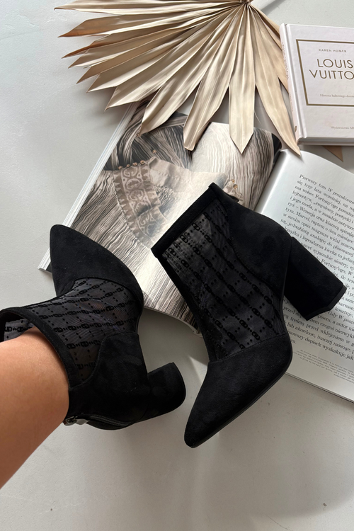 Women's High Heel Ankle Boots with Mesh D A LZ52 944 Black