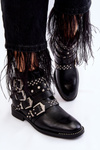 Women's Boots With Stripes And Studs Black Ramso