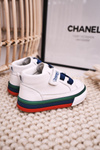Children's High Sneakers With Welt White Navy Blue Baxter