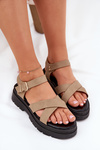 Women's Platform Sandals Made of Eco Leather Khaki Gevinniser