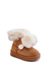 Children's Youth Warm Snow Boots Brown and White Roofy