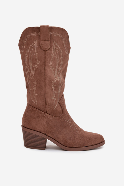 Women's Cowboy Boots with Heel Vinceza 16508 Dark Beige