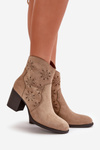 Boots With Perforated Shaft On Heel Eco Suede Beige Nevishiia