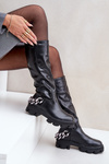 Flat Heeled Boots With Chain Black Nauricette