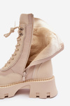 Botki Workery Sznurowane Masywne Beżowe Seloma JJ22