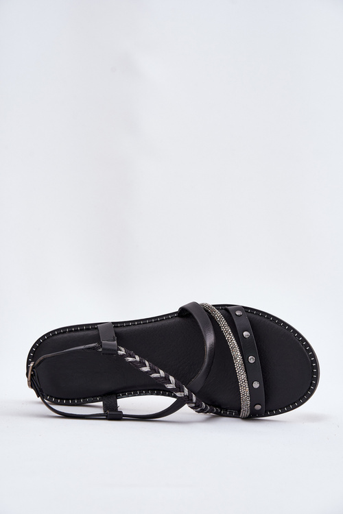 Flat Sandals With Decorative Straps Vinceza 17379 Black