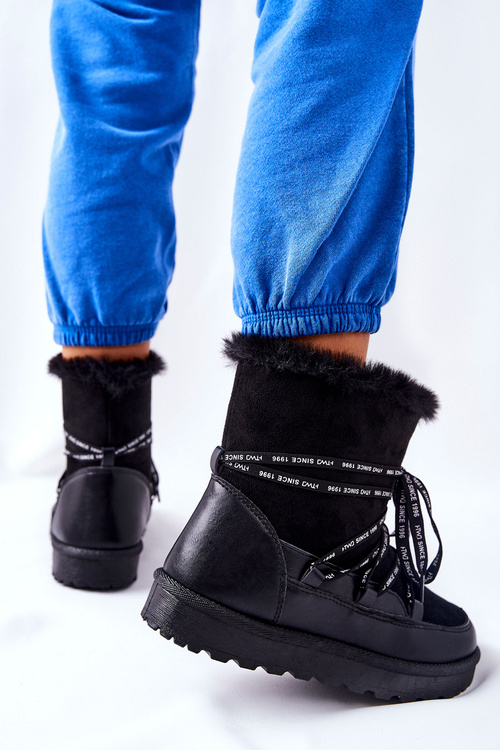 Snow Boots Fleece-Lined On A Platform Black Salemi