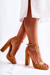 Classic Sandals On High Heels Camel Baleira