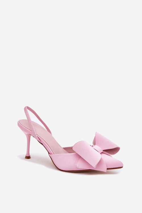 High Heels With Open Heels And Bow Pink Eklevia