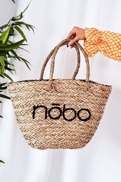 Braided Shopper Beach Bag NOBO XK0340 Beige-Black