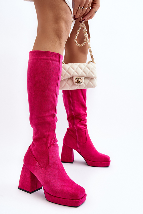 Women's Insulated Boots with Chunky Heel in Fuchsia Layala