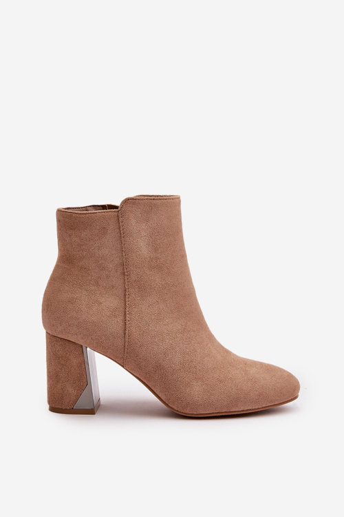 Insulated Heeled Boots with Mirror Element Beige Silvare