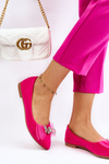 Women's V-neck Ballerinas With A Decorative Bow Fuchsia Luminous