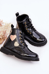 Children's black patent boots with embellishments Adete