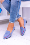 Lu Boo Blue Lords Iridescent Jetted Suede Spike Lords