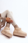 Women's Snow Boots On Platform Light Beige Mennja