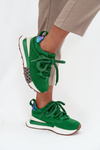 Suede Women's Sneakers On Platform With Thick Lacing Artiker 55C0136 Green