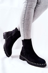 Suede Pearl Booties Black Venie