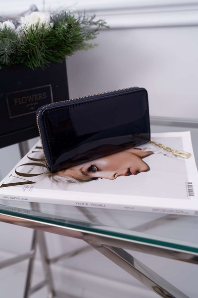 Women's Wallet Large Navy Blue Gold Decorative Zipper