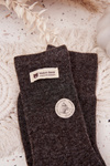 Warm Woolen Women's Socks With Patch Dark Brown