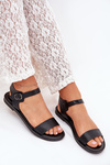 Ladies Sandals On A Flat Heel Eco Leather Black Kivara