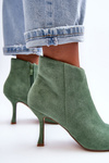 Botki Damskie Zamsz Szpilka Zielone Merisa 9555