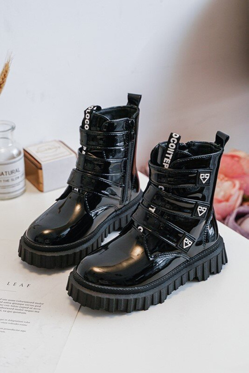 Girls' Lacquered Lined Boots Black Rilina