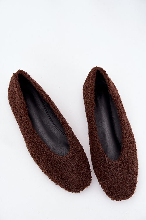 Ladies Ballet Flats With Sheepskin Chocolate Zimira