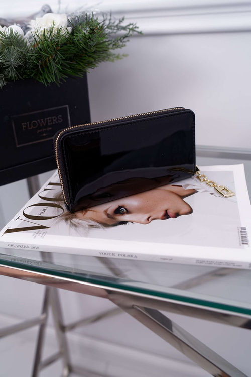 Women's Wallet Large Black Gold Decorative Zipper