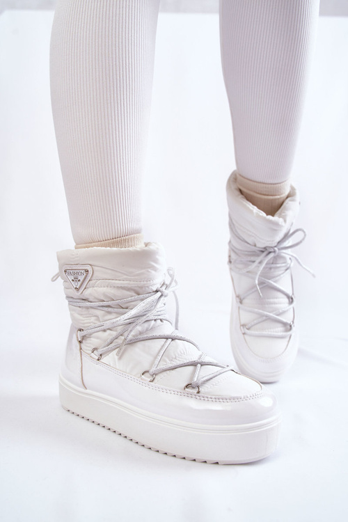 Women's Fashionable Lace-up Snow Boots White Carrios