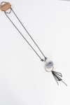 Women's Necklace With Pompon Long Chain Grey