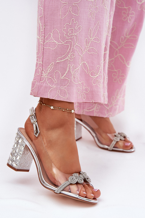 Sandały Transparentne Na Słupku Srebrne D&A MR51-705