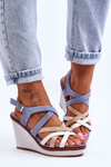 Wedge Sandals With Straps Blue Ellen