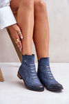 Warm Women's Ankle Boots on Flat Heel Blue Labise