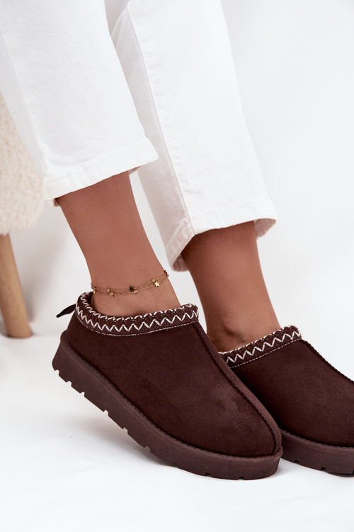 Low Women's Snow Boots With Embroidery Chocolate Juvielle