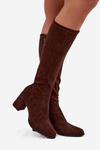Women's High Heel Boots Made of Eco Suede Chocolate Yelisse