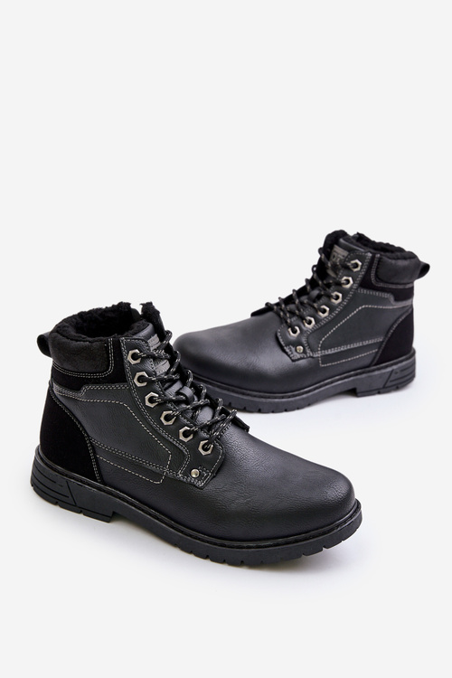Insulated men's boots made of eco leather black Venredia