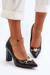 Black Leather Court Shoes with Heart Zazoo 2453/OS