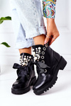 Insulated Boots With Pearls Black Perla