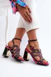 Decorated Women's Sandals with Heel D&A CR952 Black